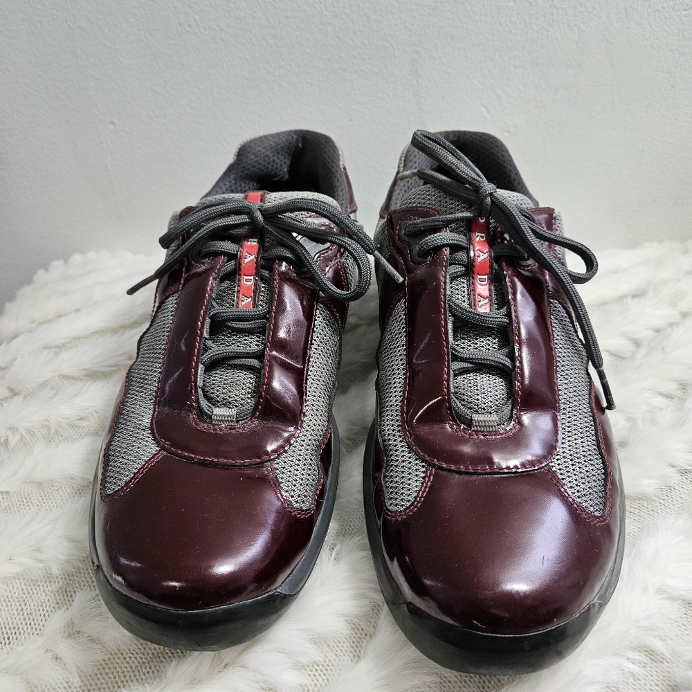 Prada Designer Men's Colorblock Burgundy Shoes - Picture 15 of 15